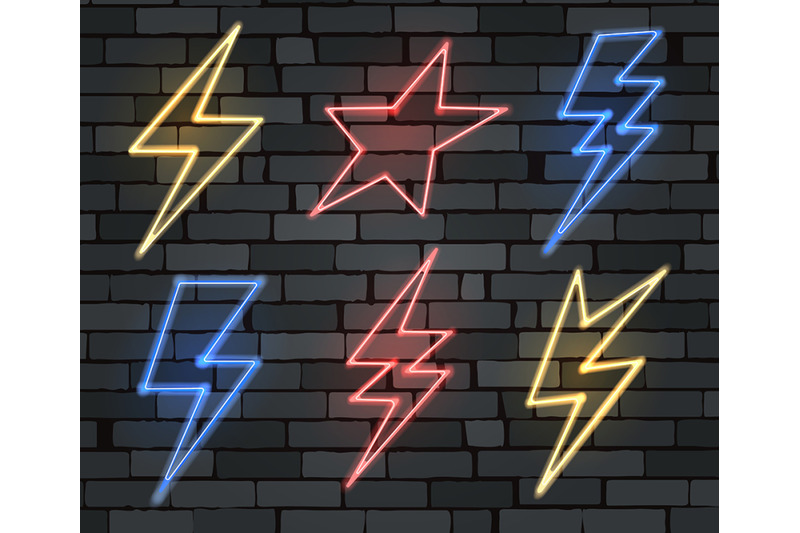 neon-electrical-lightning-sign-set