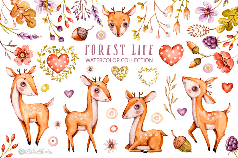 cute-baby-wild-deers-nursery-watercolor-clipart-kids-forest-animals