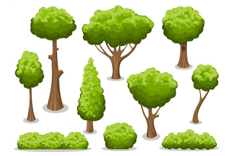 cartoon-bush-and-tree-set