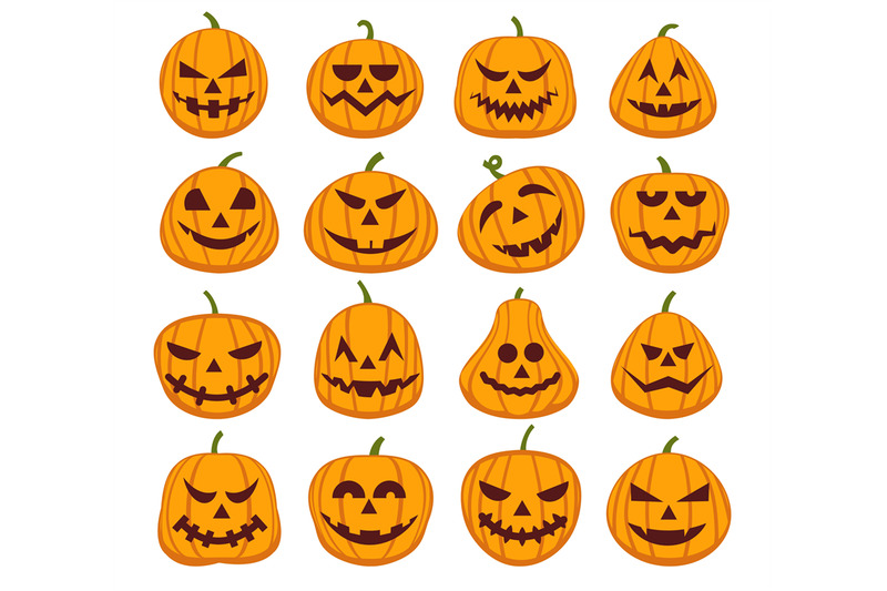Pumpkin Halloween Faces By Vectortatu Thehungryjpeg Com
