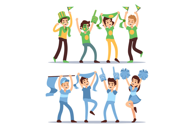 happy-sports-fun-teams-group-shouting-supporting-people-vector-set