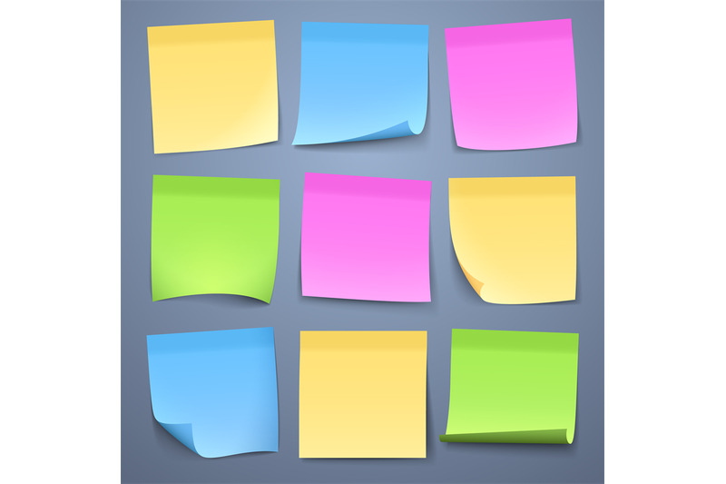 blank-color-message-sticky-papers-vector-set