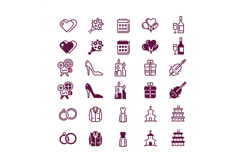 love-and-wedding-icons-isolated-on-white-background-linear-and-silho