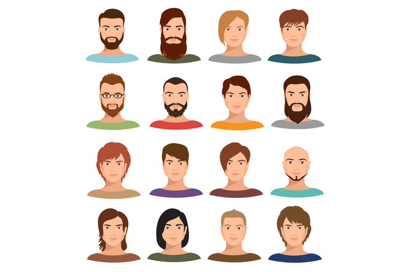 adult-male-portraits-vector-collection-internet-profile-mans-cartoon