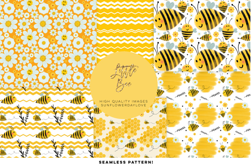 seamless-bee-digital-papers-bees-honeycomb-flowers-paper