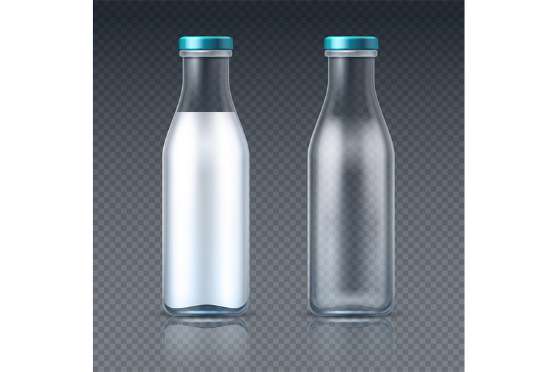glass-beverage-bottles-empty-and-with-milk-dairy-product-packaging-is