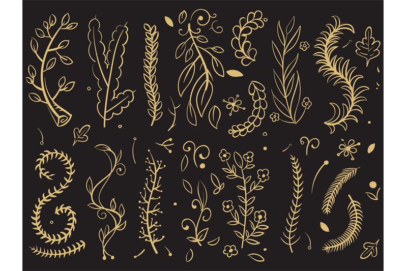 golden-trees-and-florals-branches-on-black-background