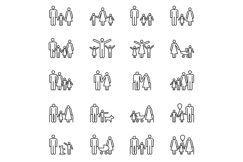 adult-people-parents-and-kids-line-icons-family-outline-vector-picto