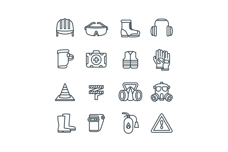 safety-work-equipment-and-protective-clothing-line-vector-icons