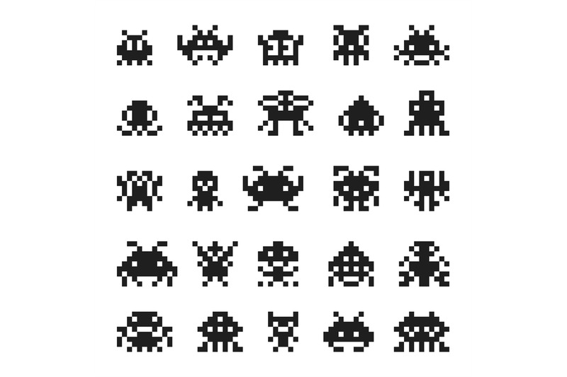 pixel-monster-space-invaders-vector-silhouette-8-bit-icons