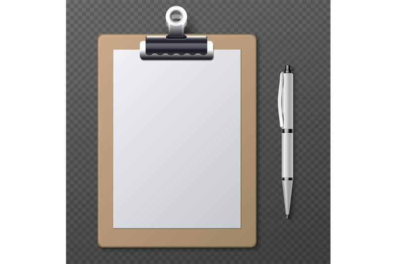 realistic-clipboards-with-blank-white-paper-sheet-and-pen-vector-busi