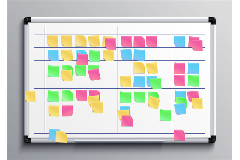 meeting-white-board-with-color-stickers-scrum-task-board-with-sticky