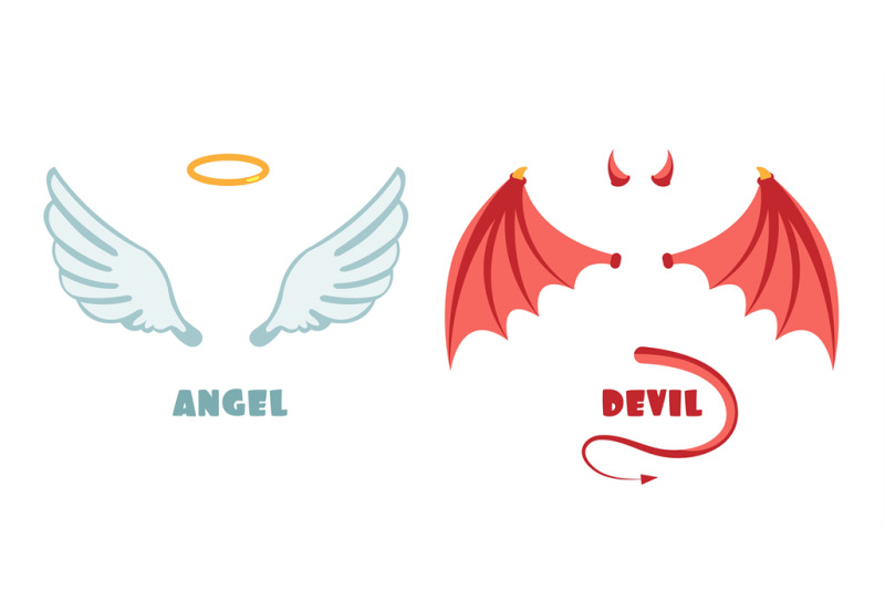 nobody-angel-and-devil-suit-innocent-and-mischief-vector-symbols