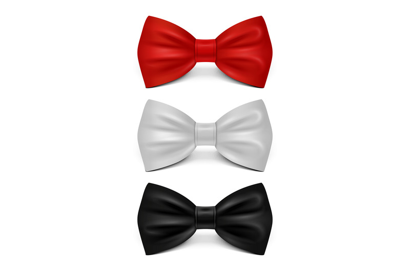 realistic-bows-isolated-on-white-background-classic-bow-tie-set