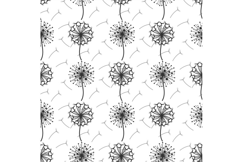 monochrome-dandelion-flowers-and-seeds-seamless-pattern