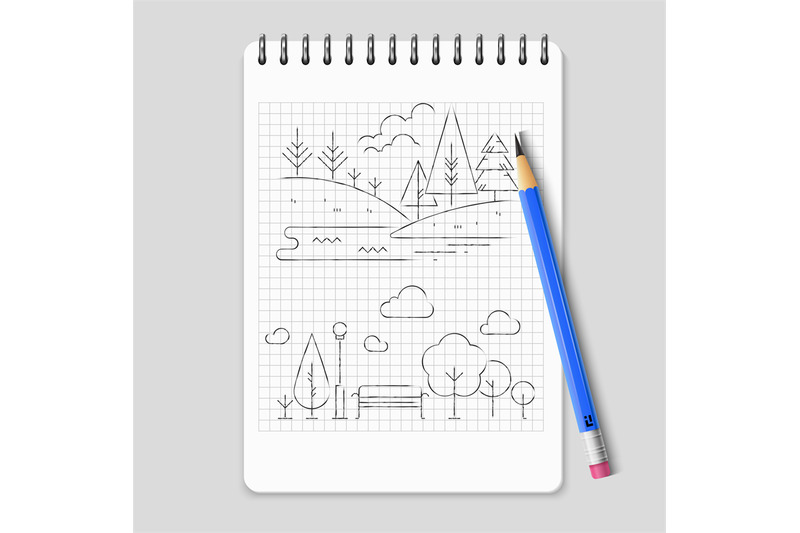 pencil-drawing-nature-landscape-outline-vector