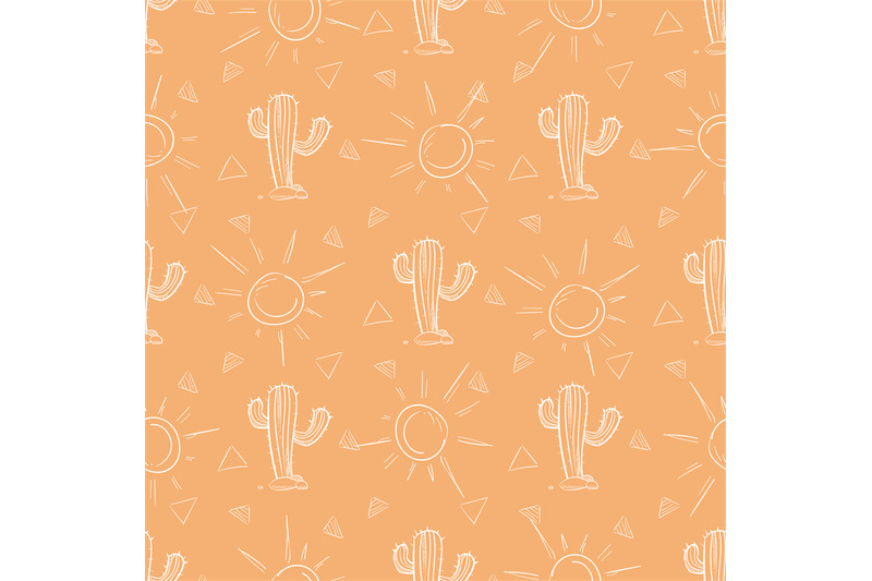 chalk-hand-drawn-cactus-and-sun-seamless-pattern