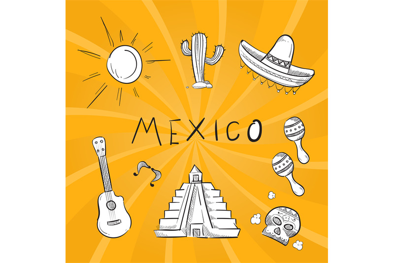 hand-drawn-mexico-symbol-stickers-set