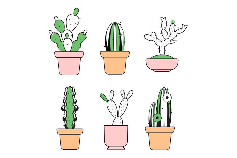 vector-hand-drawn-outline-cactus-with-color-elements