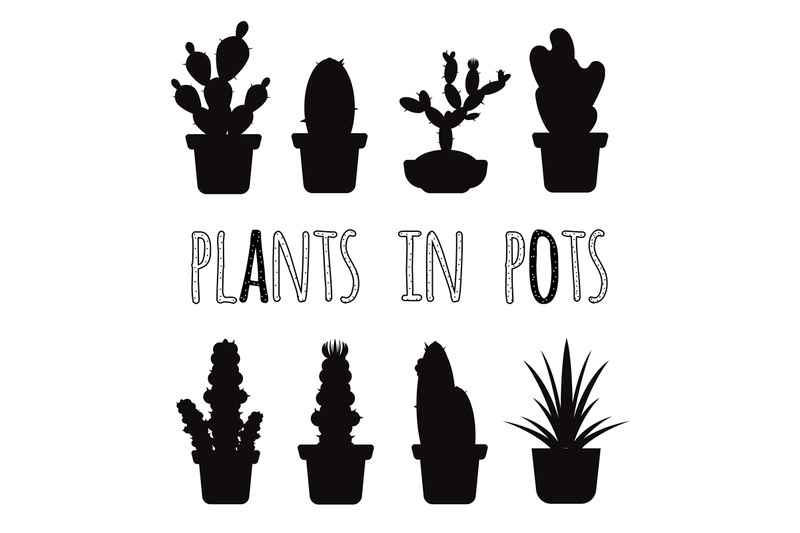 vector-home-plants-in-pots-black-silhouettes-set