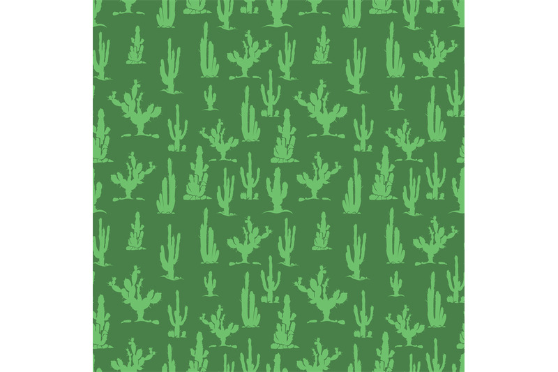 green-cactus-silhouettes-seamless-pattern-design