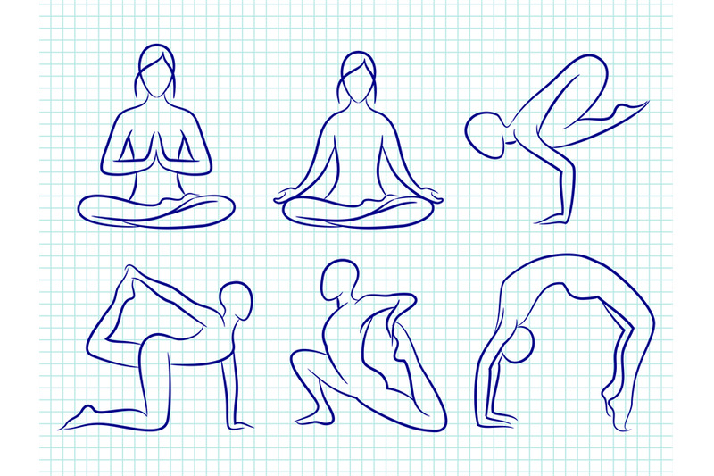 fitness-yoga-pilates-hand-drawn-silhouettes