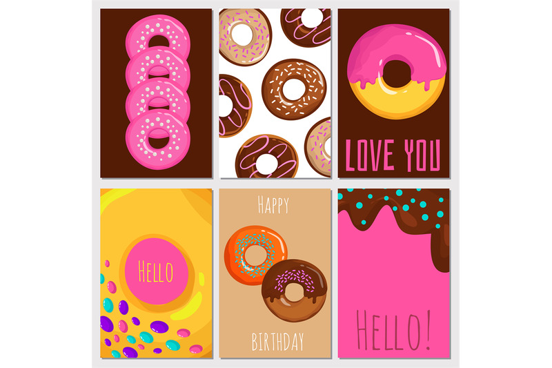 sweet-cartoon-donuts-cards-collection