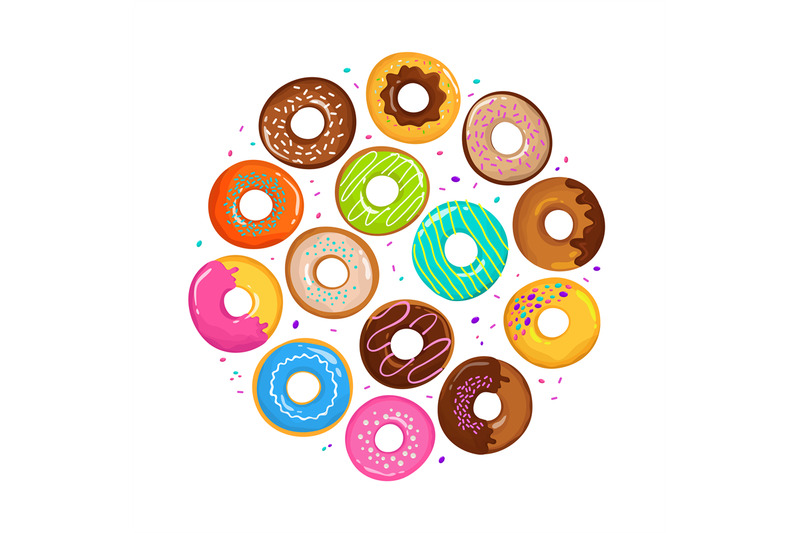 sweet-cartoon-donuts-in-round-form-vector