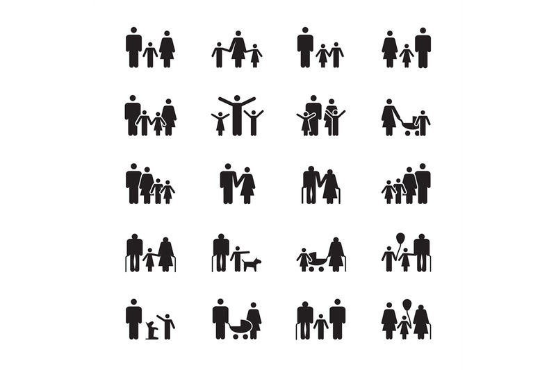 family-pictograms-grandparents-father-mother-son-and-daughter-figu