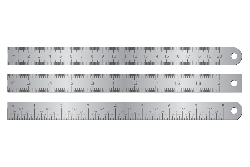 metallic-school-rulers-with-inch-and-centimeter-measuring-scale-vector