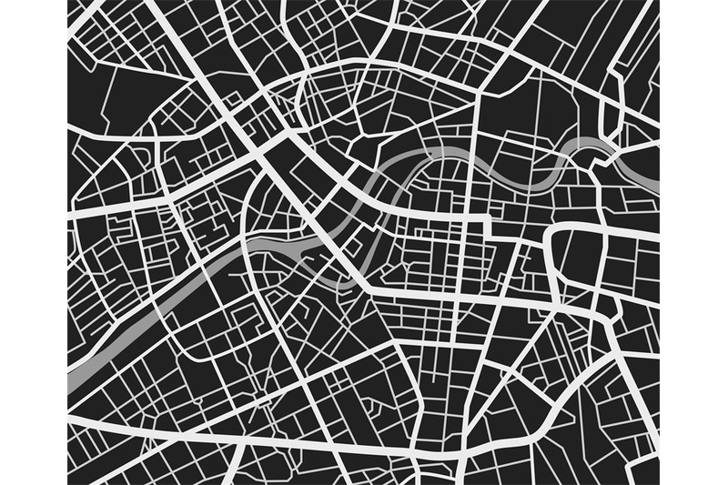 black-and-white-travel-city-map-urban-transport-roads-vector-cartogra