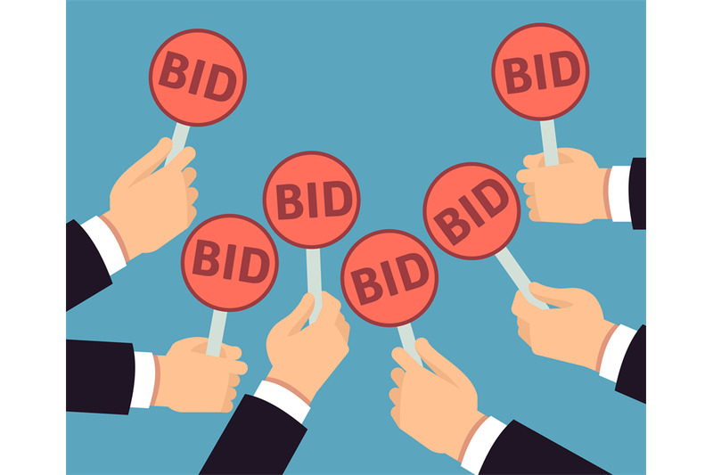 bidder-hands-holding-auction-paddle-buyer-business-vector-concept