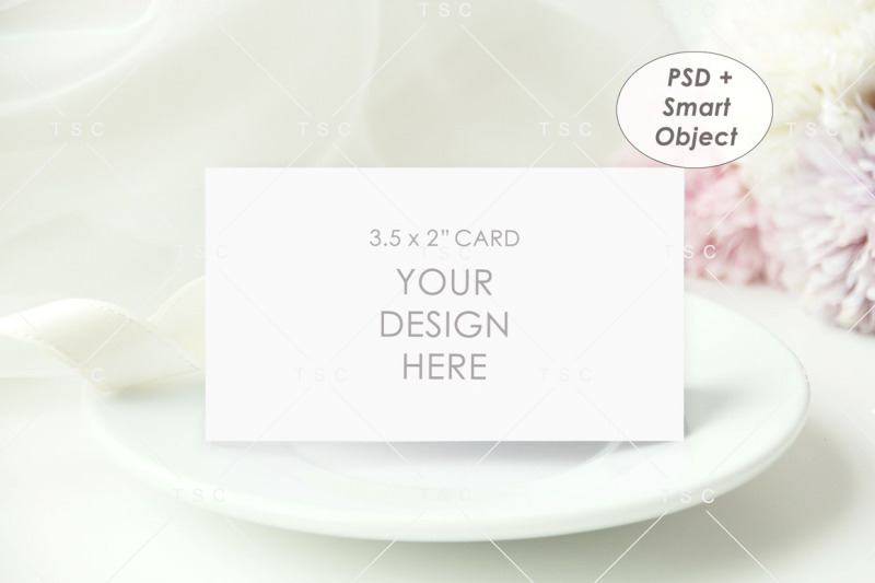 Free Place Card Mockup / Name Card Mockup / 3.5x2 Card Mockup (PSD Mockups)