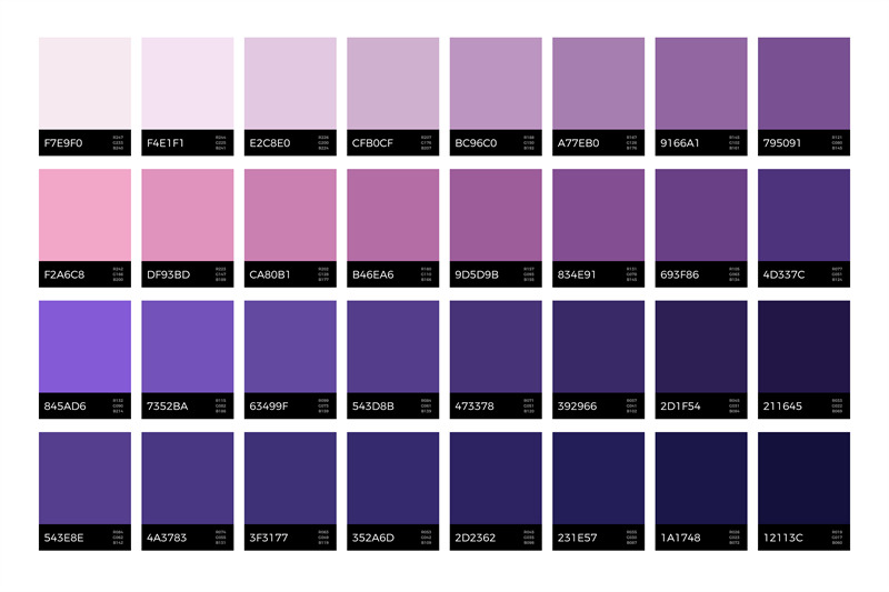 trendy-ultra-violet-swatches-new-season-fashion-lavender-colors-vecto
