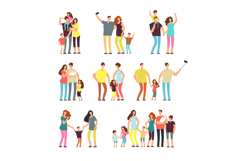 happy-family-groups-adult-parents-couple-playing-with-kids-vector-car