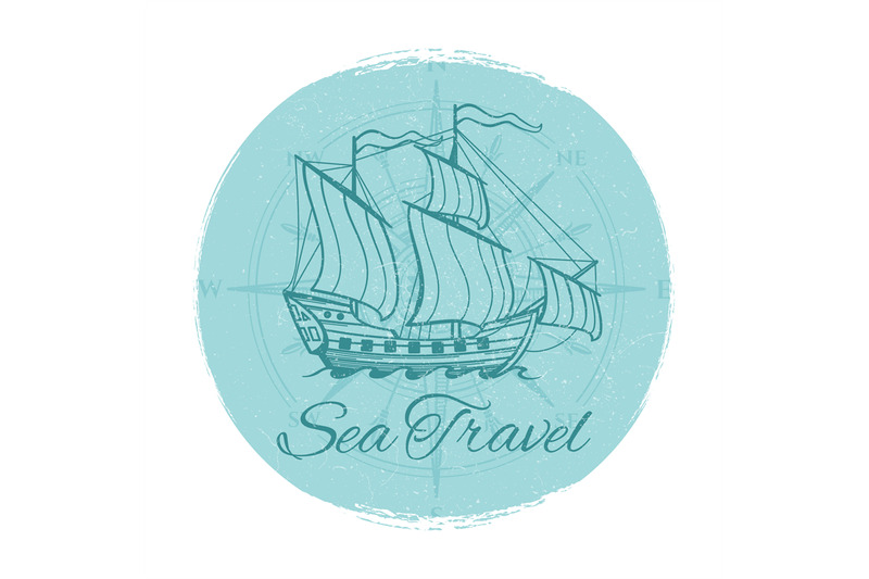 sea-travel-grunge-banner-antique-ship-emblem-design