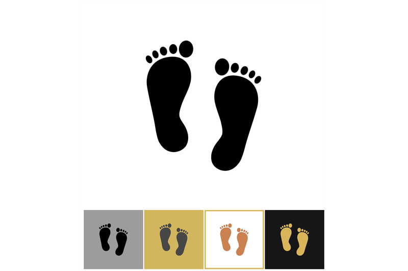 human-foot-print-icon-footprints-symbol-on-gold-and-white-background