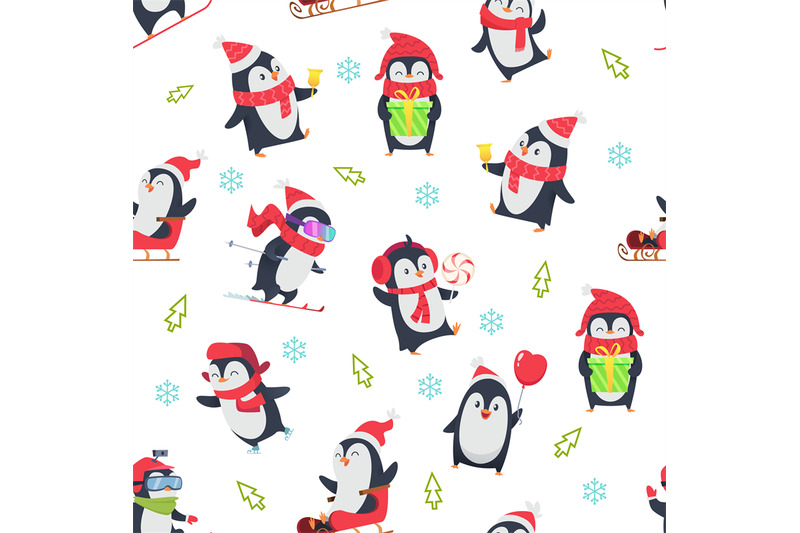pinguin-seamless-pattern-cartoon-textile-design-with-vector-illustrat