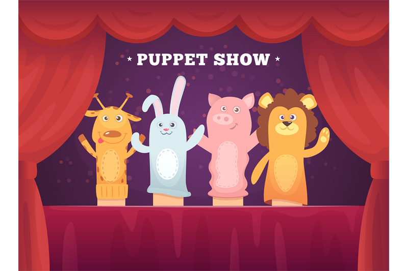 puppet-show-red-curtains-theatre-performance-for-kids-stage-with-sock