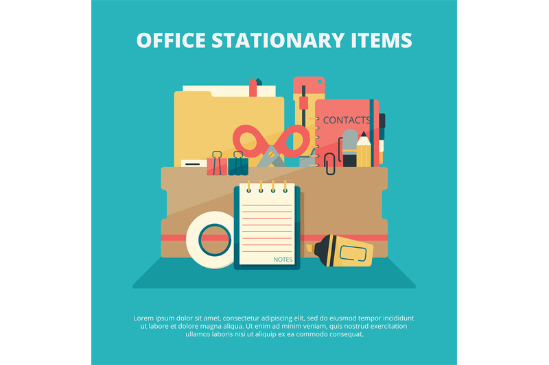 office-stationary-collection-business-gadgets-manager-education-suppl