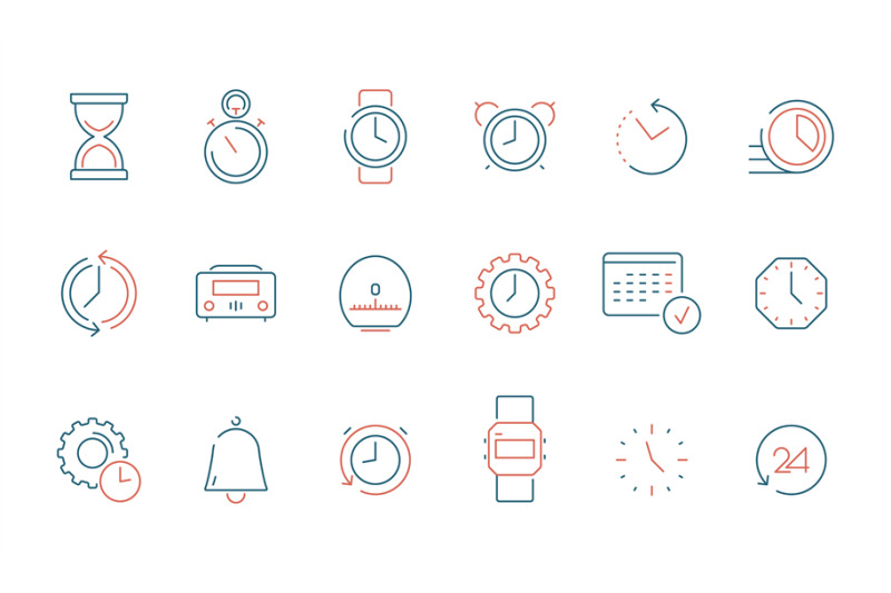 time-icon-calendar-clock-watch-fast-timing-vector-colored-thin-line-s