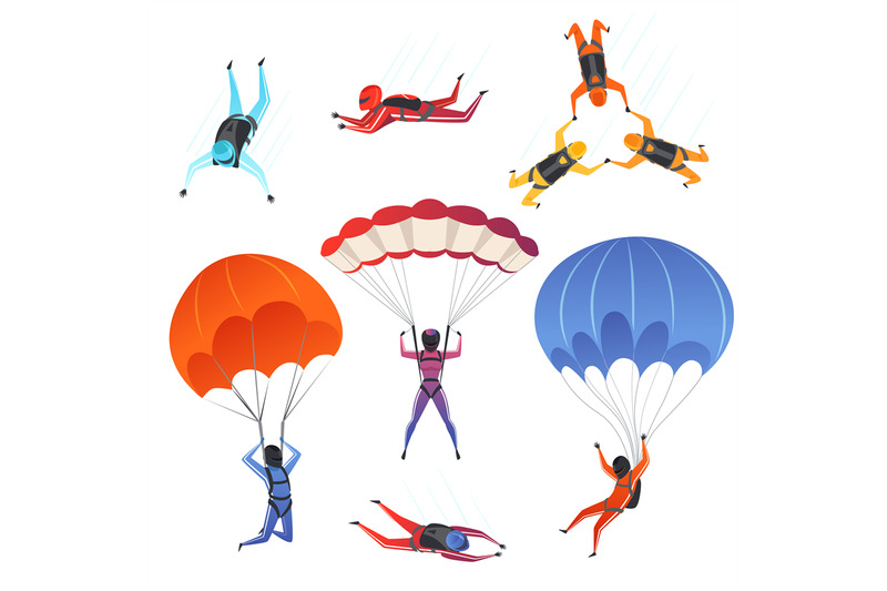 parachute-jumpers-extreme-sport-skydiving-paragliding-male-and-female