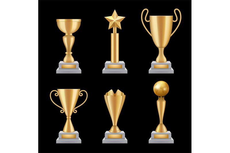 award-trophies-realistic-golden-cup-sport-success-star-symbols-vector