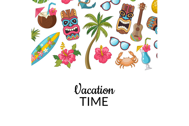 vector-cartoon-summer-travel-elements-background-illustration
