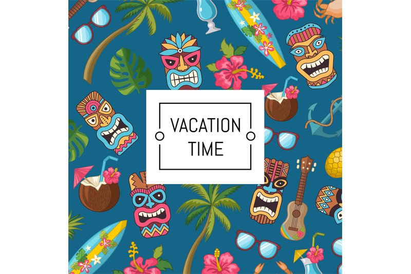 vector-cartoon-summer-travel-elements-background-illustration