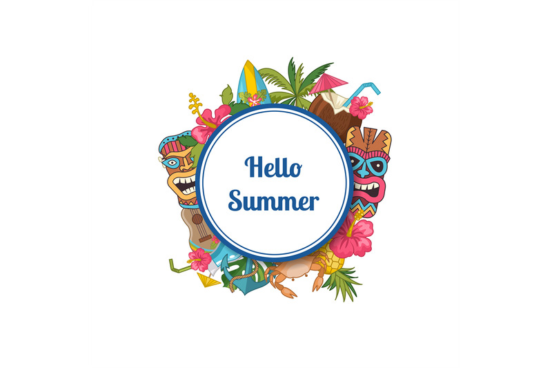 vector-cartoon-summer-travel-elements-under-circle-with-place-for-text