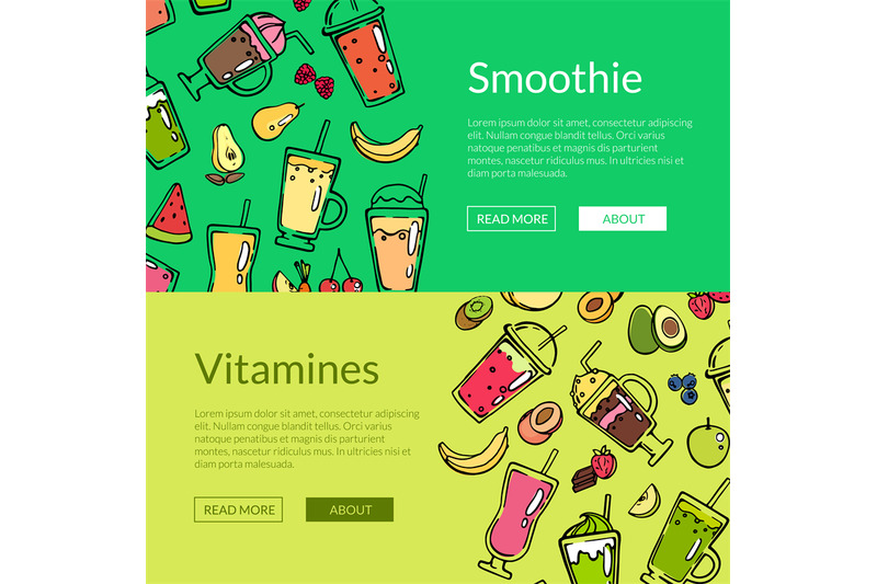 vector-doodle-smoothie-web-banner-templates-illustration