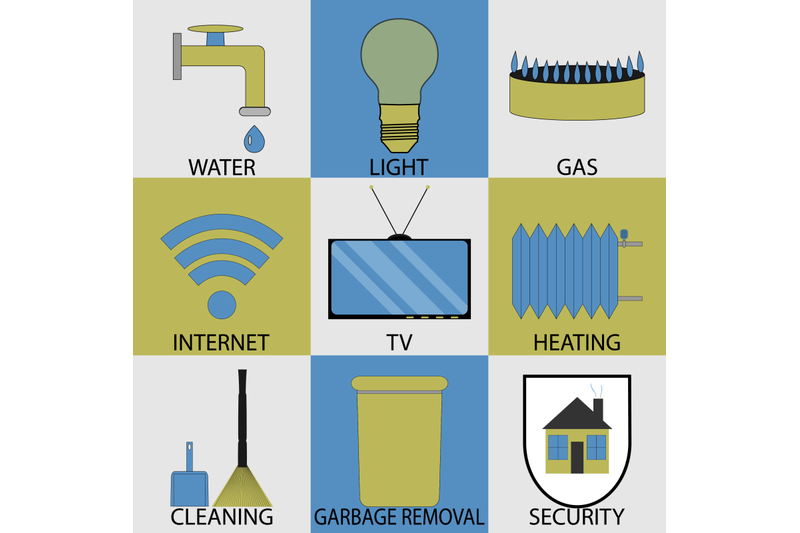 utilities-household-services-icon-set-modern