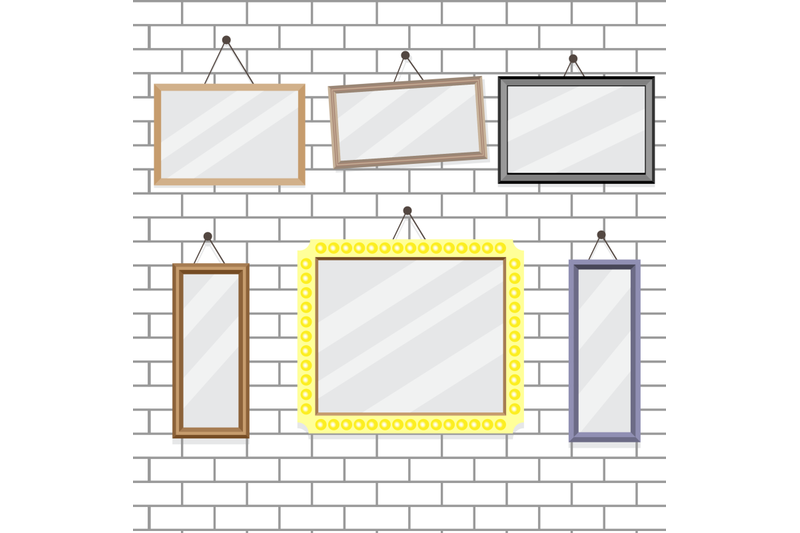 set-of-picture-frames-on-brick-wall-template