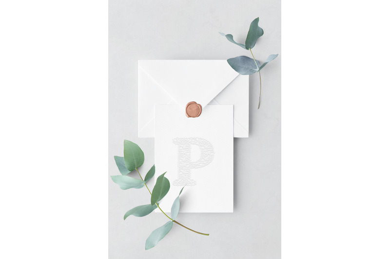 wedding-letter-p-cutted-paper-logo-template